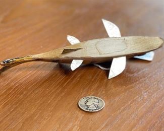 Antique Wood Fish Decoy Yellow/Black stripe Folk Art	6.75in Long	
