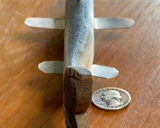 Antique Wood Fish Decoy Shark Grey/White Folk Art	8.5in Long	
