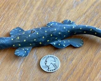 Antique Wood Fish Decoy Salamander Spotted Folk Art	5.5in Long	
