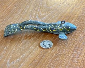 Antique Wood Fish Decoy Frog Folk Art	6in Long	
