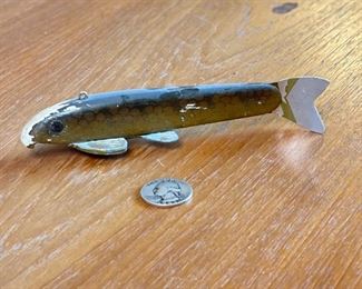 Antique Wood Fish Decoy Spotted Folk Art	6in Long	