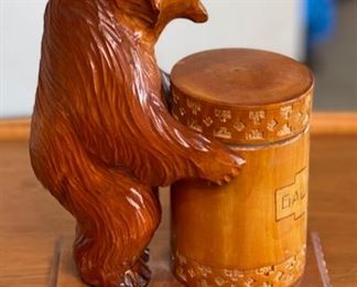 Russian Bear BASHKIR HONEY Pot Carved Wood	10.5in H	
