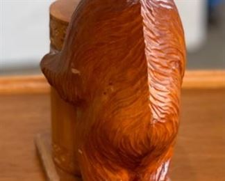 Russian Bear BASHKIR HONEY Pot Carved Wood	10.5in H	
