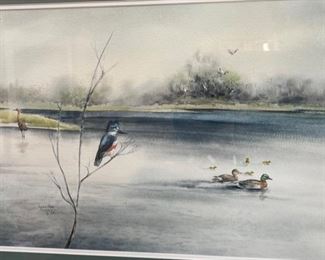 *Original* Art Jason Chee Kinyaa anii Ducks on lake painting	Frame: 19x26.5in	
