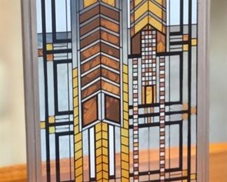 Frank Lloyd Wright Foundation Certified Decorative Glass Panel Stained Glass	12x7.5in	
