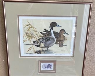 Texas Duck Stamp and Print Ken Carlson Pintails Framed & Signed	15.5x15.5in
