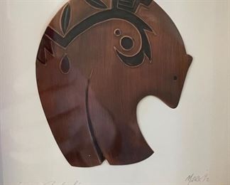 Mark Oberkirsch Bear Fetish Copper Tooled Art	8.5x8.5in	
