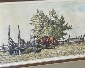 *Signed* Art Grazing Horses James W. Johnson litho numbered print	12x15in	
