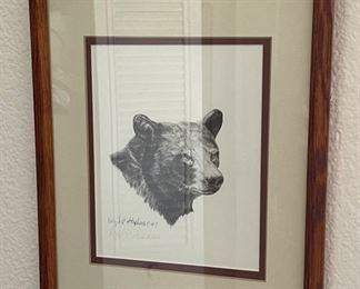 Virgil Stevens 1987 Signed Framed Native American Bear	15x12	
