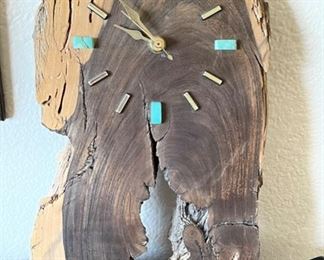 Turquoise and Driftwood Wall Hanging Clock	10.5x7	
