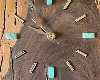 Turquoise and Driftwood Wall Hanging Clock	10.5x7	