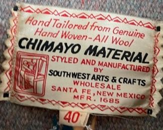 1940s Vintage Chimayo Material Hand Woven Wool Native American Vest Southwest Arts & Crafts	40	
