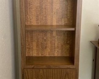 Wood Bookshelf with three exposed shelves and two enclosed shelves	68x20x11	HxWxD
