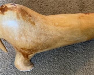 Lg Carved Burl Wood Walrus ANDE Inupiaq	10x18x8	HxWxD
