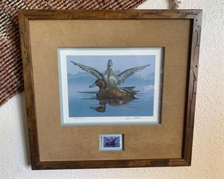 *signed* Dick McRill Nevada Cinnamon Teal Duck Stamp Print 802/1990	16x17.5
