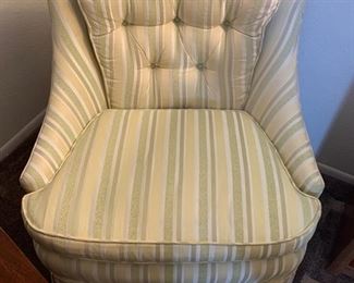 Green and Yellow striped upholstered Chair #2	30x30x30	HxWxD
