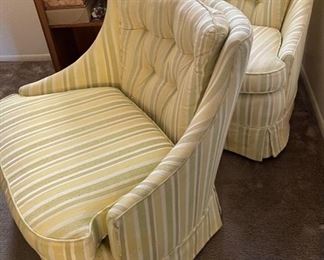 Green and Yellow striped upholstered Chair #2	30x30x30	HxWxD
