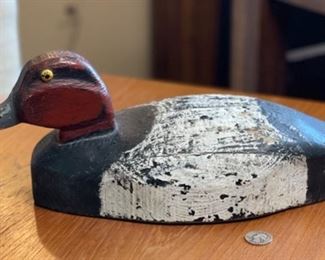 Antique Duck Decoy Unsigned	6x6.6x15.5in	HxWxD
