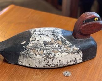 Antique Duck Decoy Unsigned	6x6.6x15.5in	HxWxD
