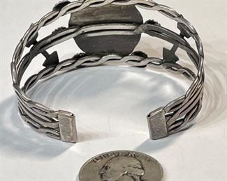 Antique Navajo Cuff Bracelet Turquoise Silver Arrow Pawn Jewelry