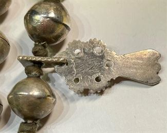 Antique Navajo 1st Phase Squash Blossom Turquoise Silver Necklace Pawn Jewelry