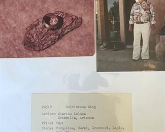 Authentic Hopi Charles Loloma Multistone Silver Ring Native American	SZ: 6.5	
