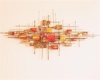 Lg Don Buby Brutalist MCM Abstract Metal Art Wal sculpture Cranbrook Products	23x52x5in	HxWxD
