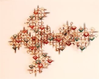 Brutalist Linda Cassetti Metal Art Nail & Chrome Wall Hanging	43x56x5in	HxWxD
