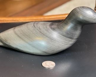 Vintage Inuit Eskimo Soapstone Carving Bird	4x3x9.75	HxWxD