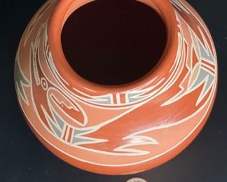 Nicolasa Naranjo Santa Clara Pueblo Polychrome Native American Red Pottery	6in H x 6in Diameter	

