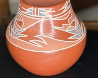 Nicolasa Naranjo Santa Clara Pueblo Polychrome Native American Red Pottery	6in H x 6in Diameter	
