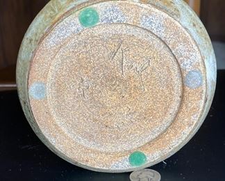 Karl Stoneware Pottery drip glaze Fluted Vase	10in H x 5i5in Diameter at top	
