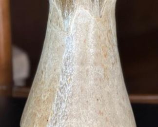 Karl Stoneware Pottery drip glaze Fluted Vase	10in H x 5i5in Diameter at top	
