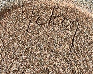 Lg  Stoneware Studio Pottery Glaze Ribbed Vase	14in H x 10in Diameter	
