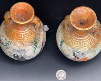 2pc Greek Amphora Vases	6.5in H x 4.5in Diameter at widest point	
