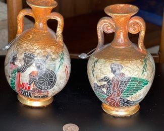 2pc Greek Amphora Vases	6.5in H x 4.5in Diameter at widest point	
