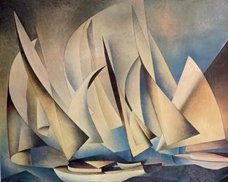 MCM Charles Sheeler Pertaining to Yachts Framed Embellished Print	25x29x1.5in	HxWxD
