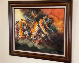 *Original* Oil Painting Tommy Montoya The Return From The Sun Tewa San Juan Ts'áy Tas	Frame: 29.5in x 35.5x2in	HxWxD
