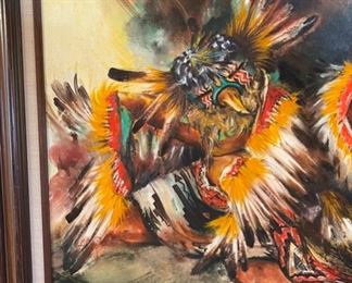 *Original* Oil Painting Tommy Montoya The Return From The Sun Tewa San Juan Ts'áy Tas	Frame: 29.5in x 35.5x2in	HxWxD
