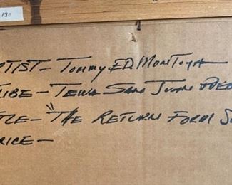 *Original* Oil Painting Tommy Montoya The Return From The Sun Tewa San Juan Ts'áy Tas	Frame: 29.5in x 35.5x2in	HxWxD
