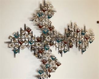 Brutalist Linda Cassetti Metal Art Nail & Chrome Wall Hanging	43x56x5in	HxWxD
