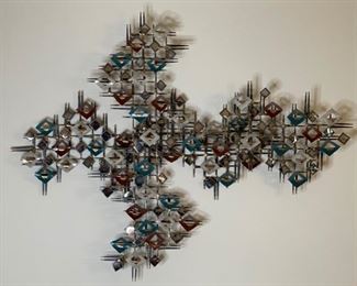 Brutalist Linda Cassetti Metal Art Nail & Chrome Wall Hanging	43x56x5in	HxWxD
