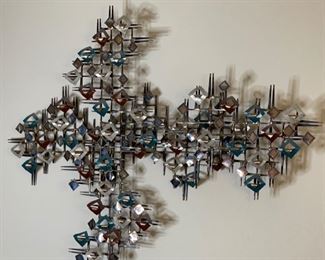 Brutalist Linda Cassetti Metal Art Nail & Chrome Wall Hanging	43x56x5in	HxWxD
