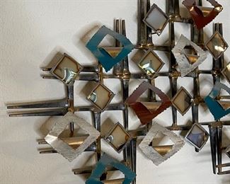 Brutalist Linda Cassetti Metal Art Nail & Chrome Wall Hanging	43x56x5in	HxWxD

