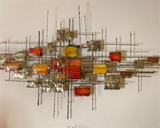 Lg Don Buby Brutalist MCM Abstract Metal Art Wal sculpture Cranbrook Products	23x52x5in	HxWxD
