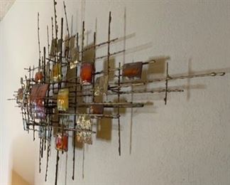 Lg Don Buby Brutalist MCM Abstract Metal Art Wal sculpture Cranbrook Products	23x52x5in	HxWxD
