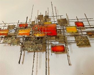 Lg Don Buby Brutalist MCM Abstract Metal Art Wal sculpture Cranbrook Products	23x52x5in	HxWxD
