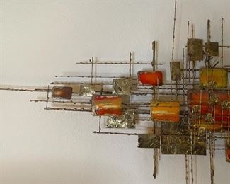 Lg Don Buby Brutalist MCM Abstract Metal Art Wal sculpture Cranbrook Products	23x52x5in	HxWxD
