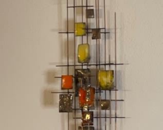 Sm Don Buby Brutalist MCM Abstract Metal Art Cranbrook Products	27x6x2in	HxWxD
