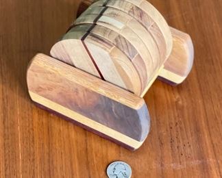 Artist Made Hard Wood Coasters set	4.5x4.5x5in	HxWxD
